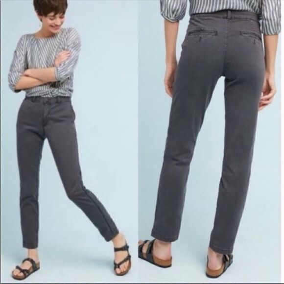 👠Anthropologie grey relaxed chinos size 25 - Picture 1 of 7